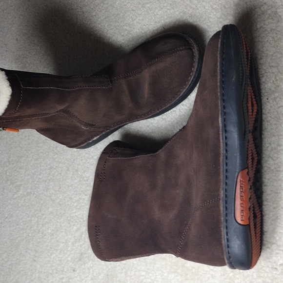Polo Sport women's brown suede zip winter boots with wool lining. Size 7 - Picture 1 of 13